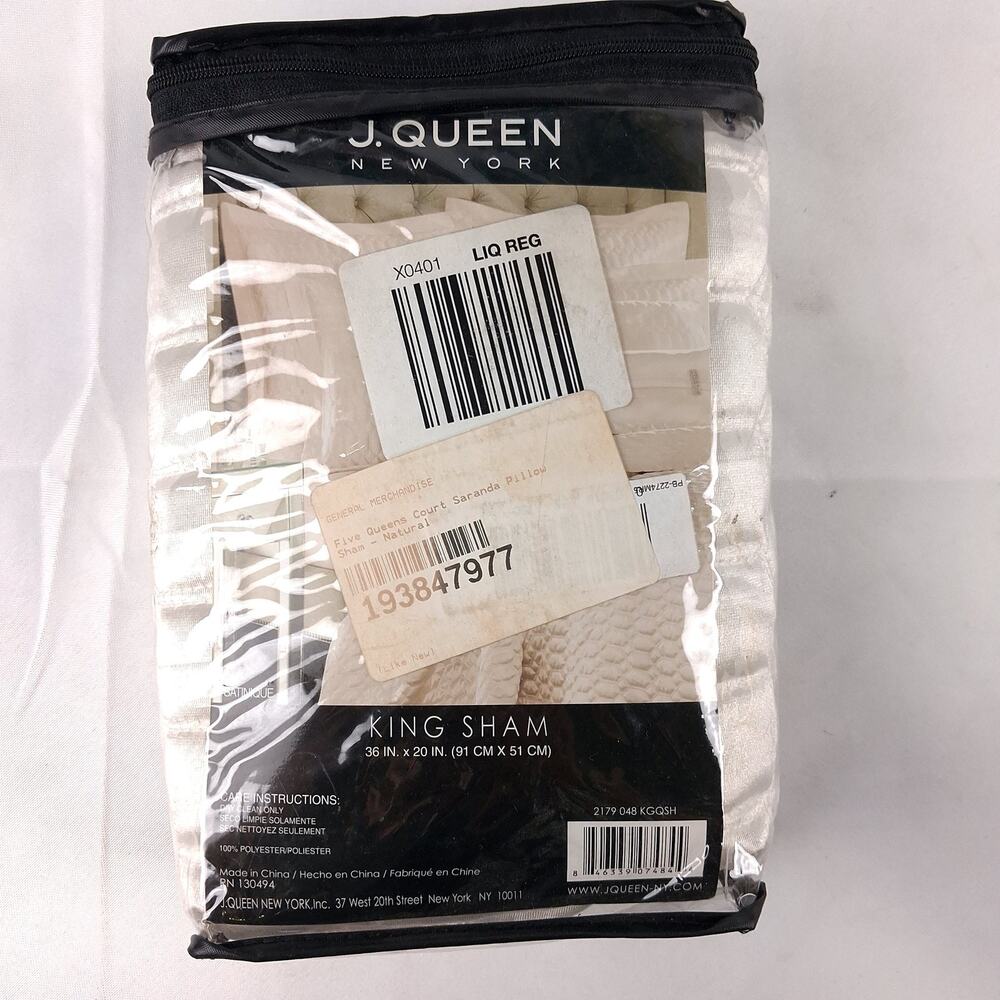 J. Queen New York Five Queens Court Saranda Pillow Sham Quilted Natural - X0401